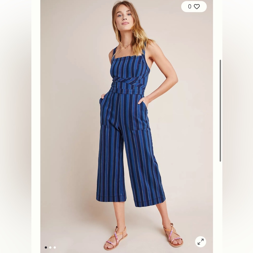 Anthropologie Nicola Retro Style Denim Striped Jumpsuit Coveralls/Overalls